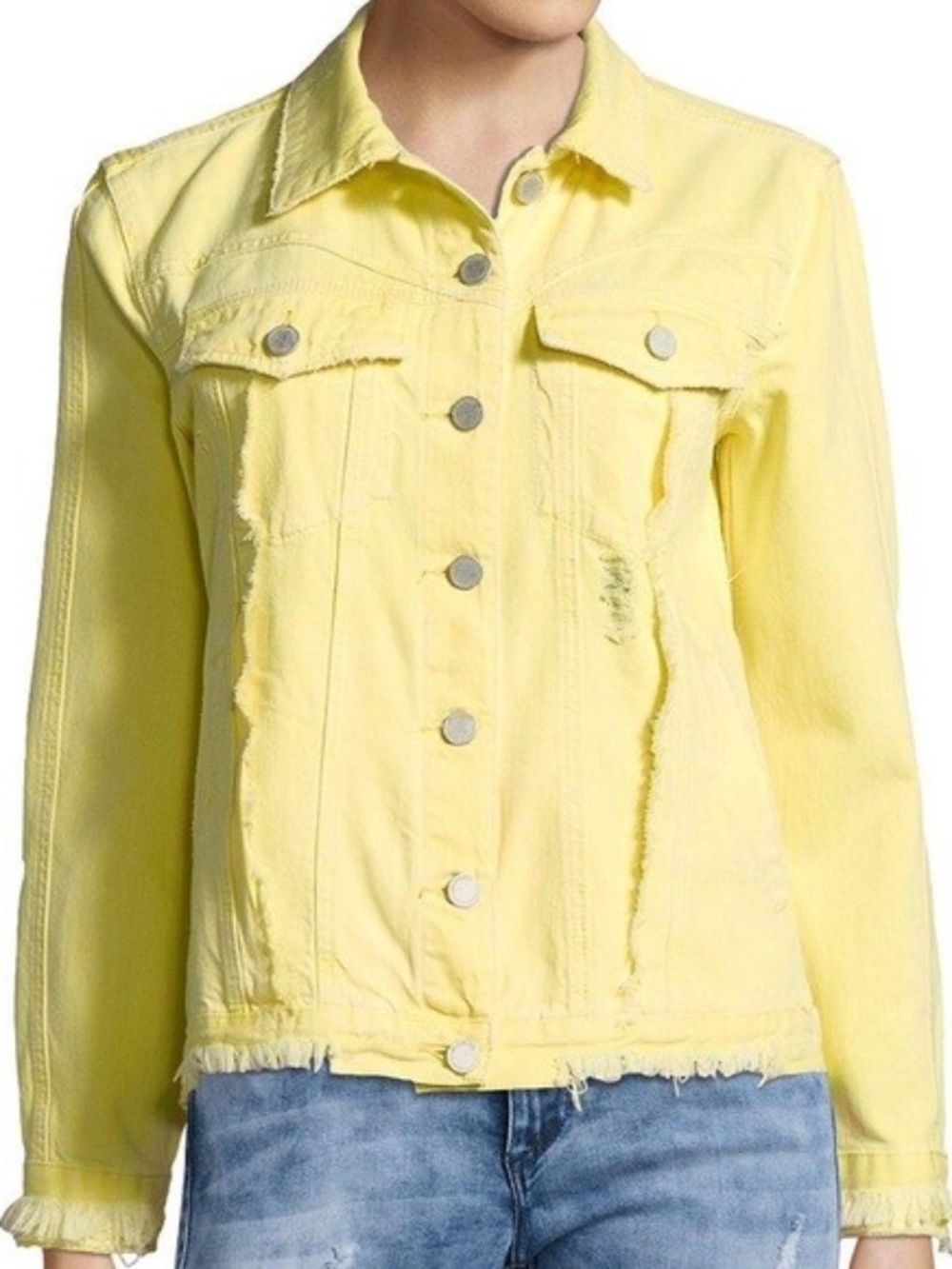 BLANKNYC Distressed Yellow Denim Jacket - SMALL